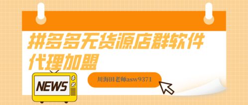 拼多多店群加盟 整套运营技术方法与全国招商加盟指南